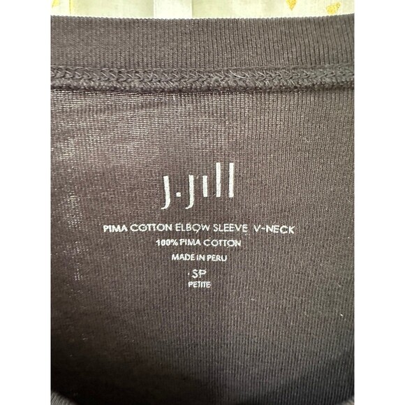 J. Jill Women's 100% Pima Cotton Essential Elbow Sleeve V-Neck Top Petite S - Picture 5 of 5